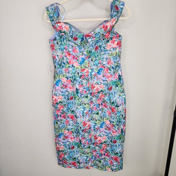 NWT Aidan by Aidan Mattox Off the Shoulder Floral Dress Lilac Multi Size 10 - Picture 8 of 16